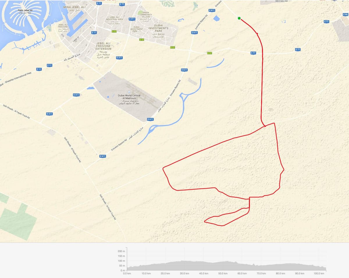 Al Qudra dviračių tako vieta žemėlapyje