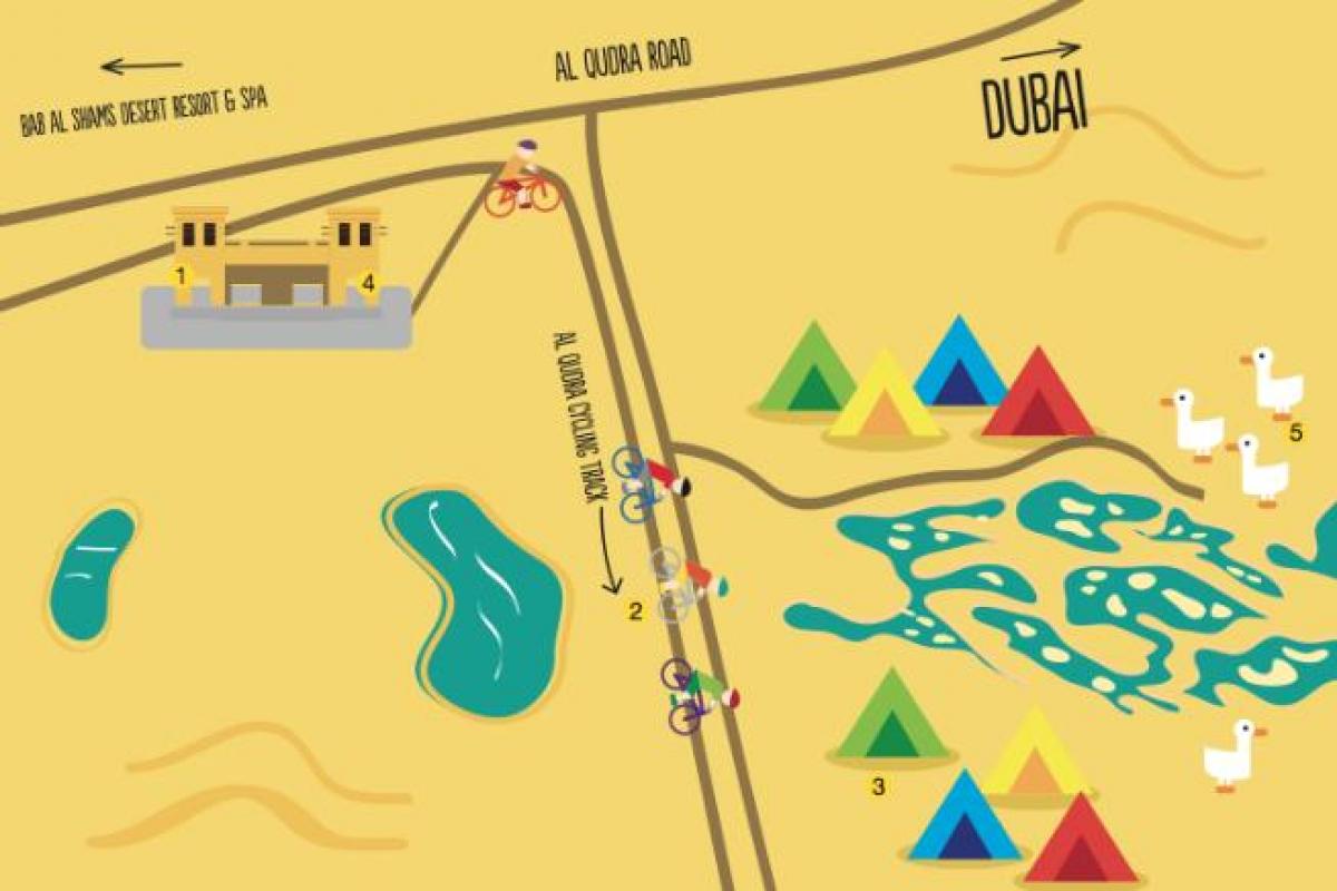 žemėlapis Al Qudra Ežero maršruto