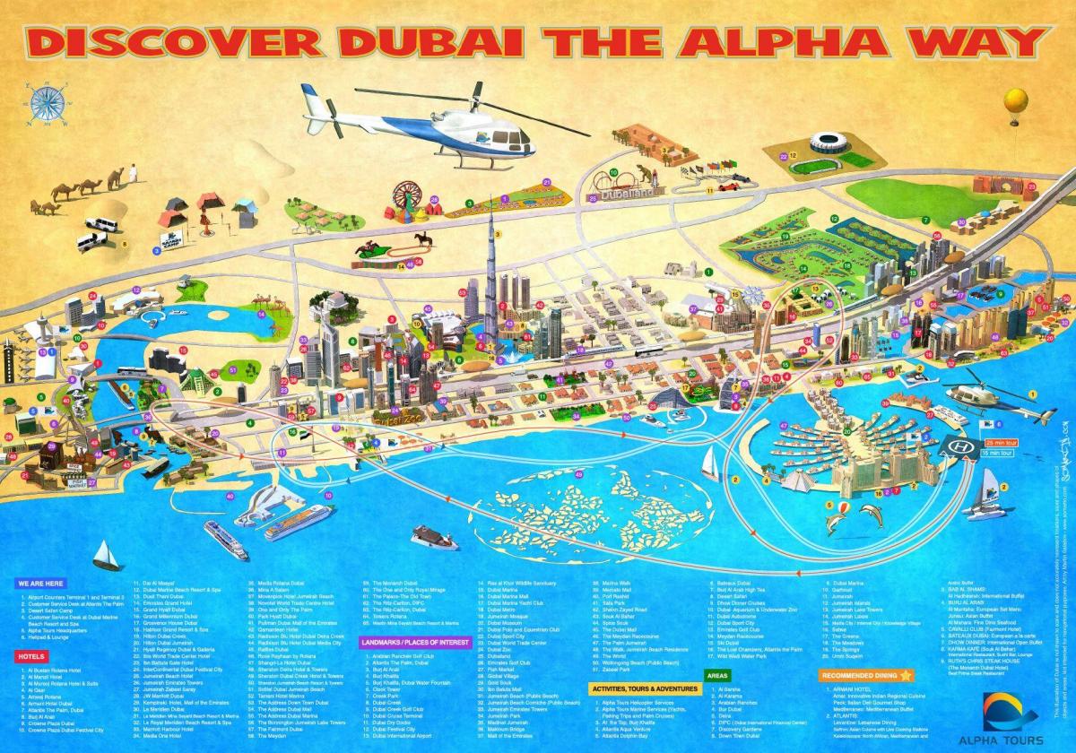 Dubajus lankytinas vietas žemėlapyje