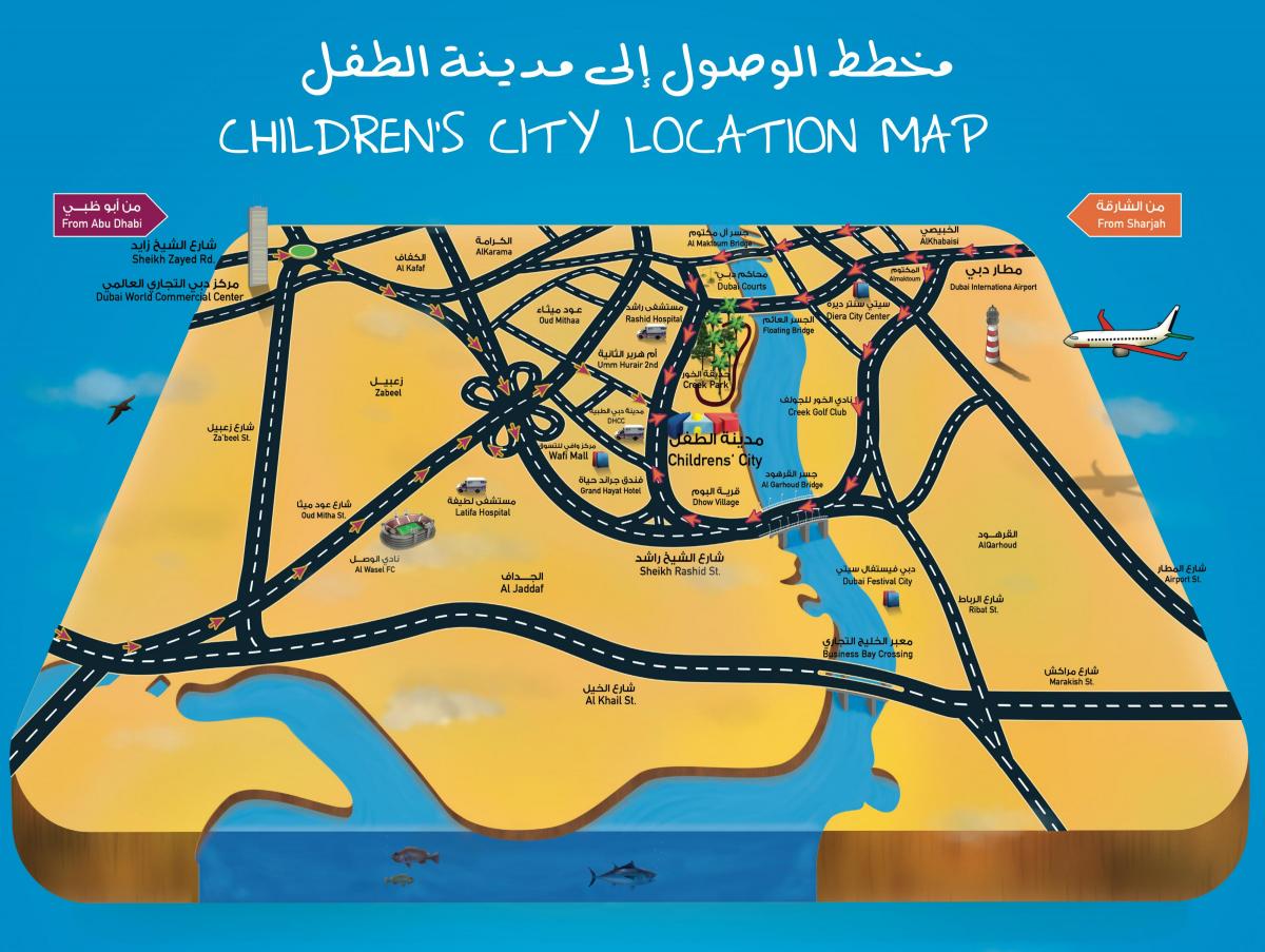 žemėlapis Vaikų miestas Dubajus