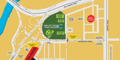 Dubai duty free tennis stadionas vieta žemėlapyje