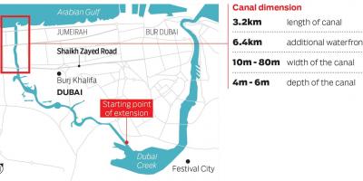 Žemėlapis Dubajus kanalas