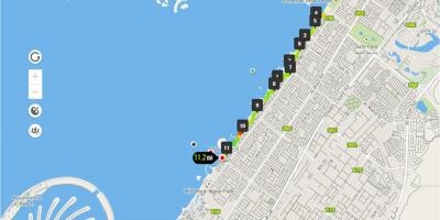 Jumeirah beach bėgių kelio žemėlapis