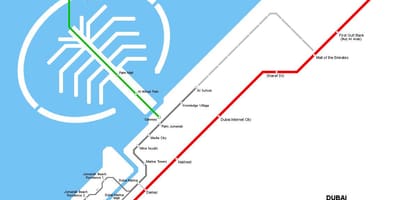 Palm Jumeirah monorail žemėlapyje